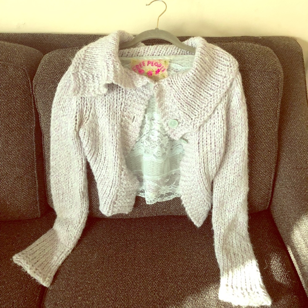 Free People cropped knitted cardigan (Size XS)
